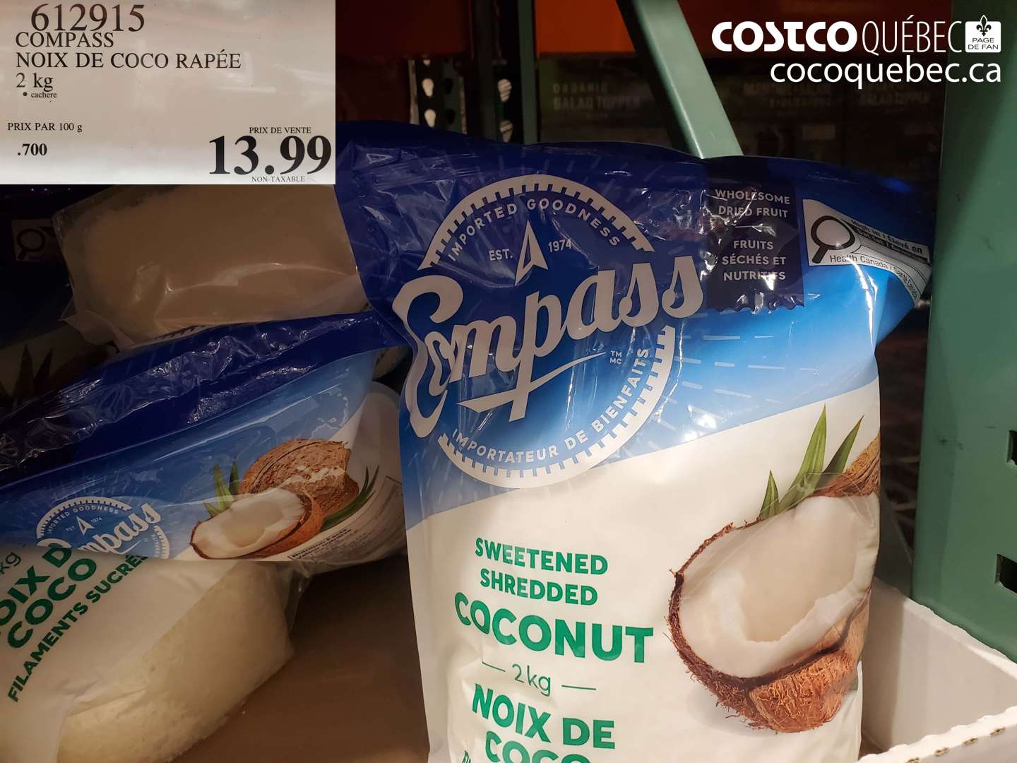 612915 NOIX DE COCO RAPÉE 2 kg $13.99