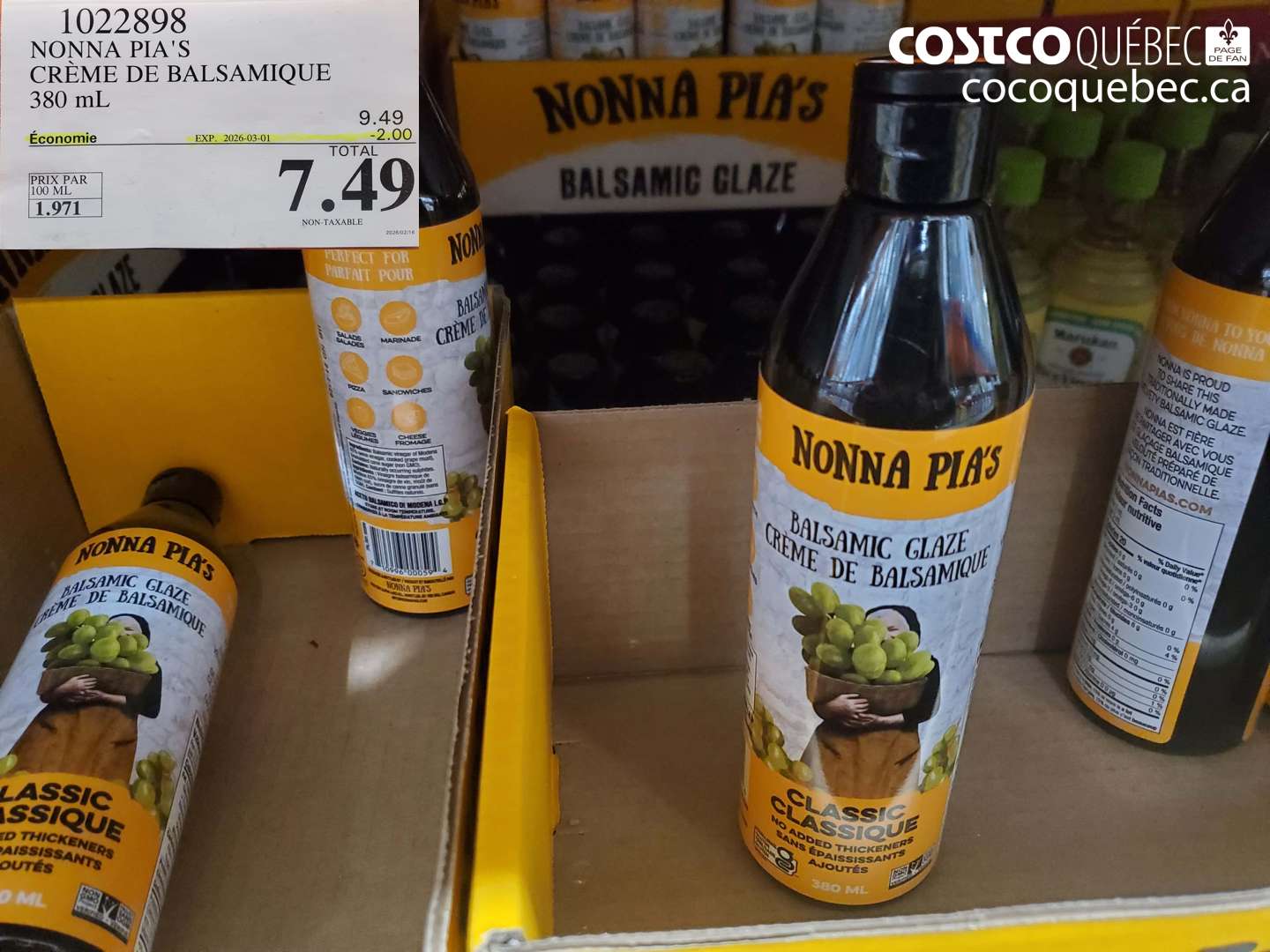 1022898 NONNA PIA'S CRÈME DE BALSAMIQUE 380 mL ($2.00 INSTANT SAVINGS EXPIRES ON 2026-03-01) $7.49