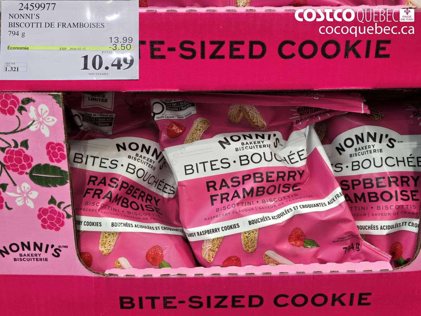 2459977 NONNI'S BISCOTTI DE FRAMBOISES 794 g ($3.50 INSTANT SAVINGS EXPIRES ON 2026-02-15) $10.49