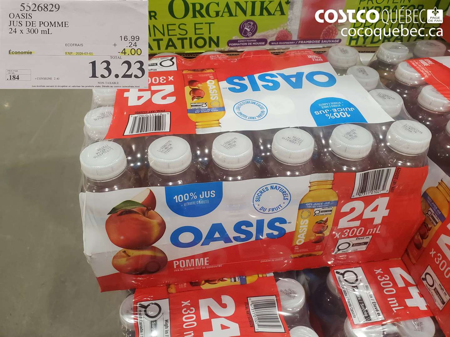 5526829 OASIS JUS DE POMME 24 X 300 ML ($4.00 INSTANT SAVINGS EXPIRES ON 2026-03-01) $13.23