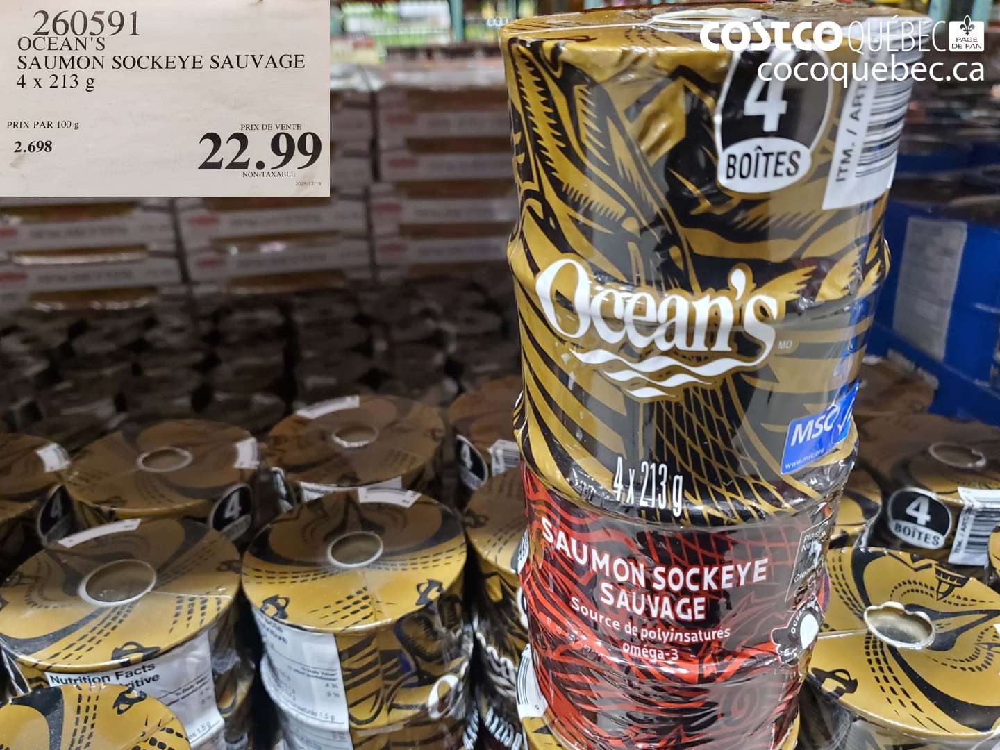 260591 OCEAN'S SAUMON SOCKEYE SAUVAGE 4 x 213 g $22.99