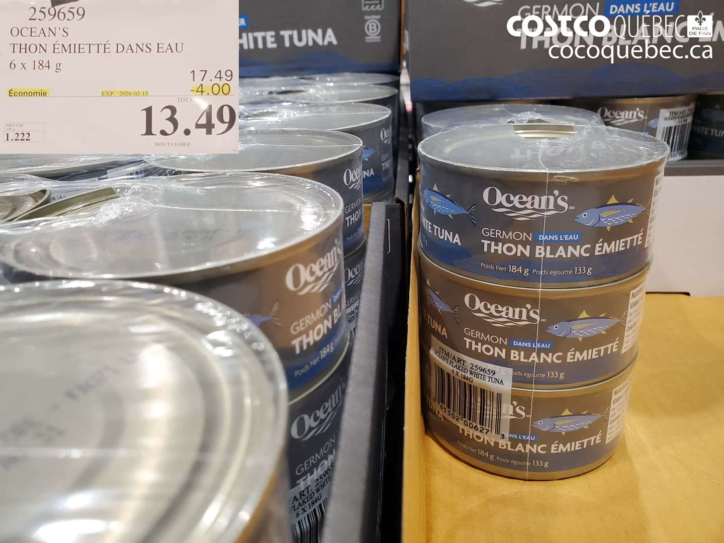 259659 OCEAN'S THON ÉMIETTÉ DANS EAU ($4.00 INSTANT SAVINGS EXPIRES ON 2026-02-15) $13.49