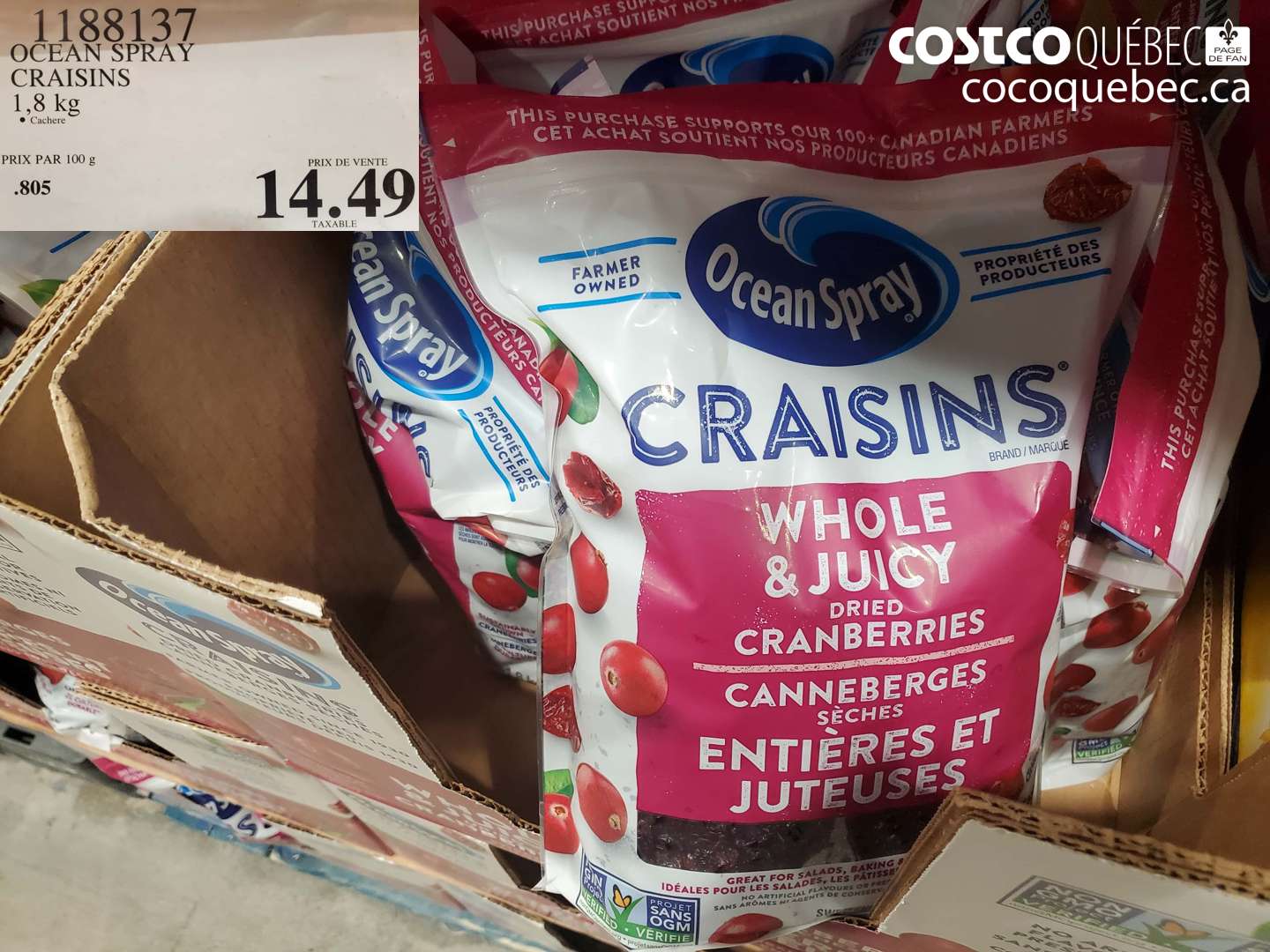 1188137 OCEAN SPRAY CRAISINS 1,8 kg $14.49
