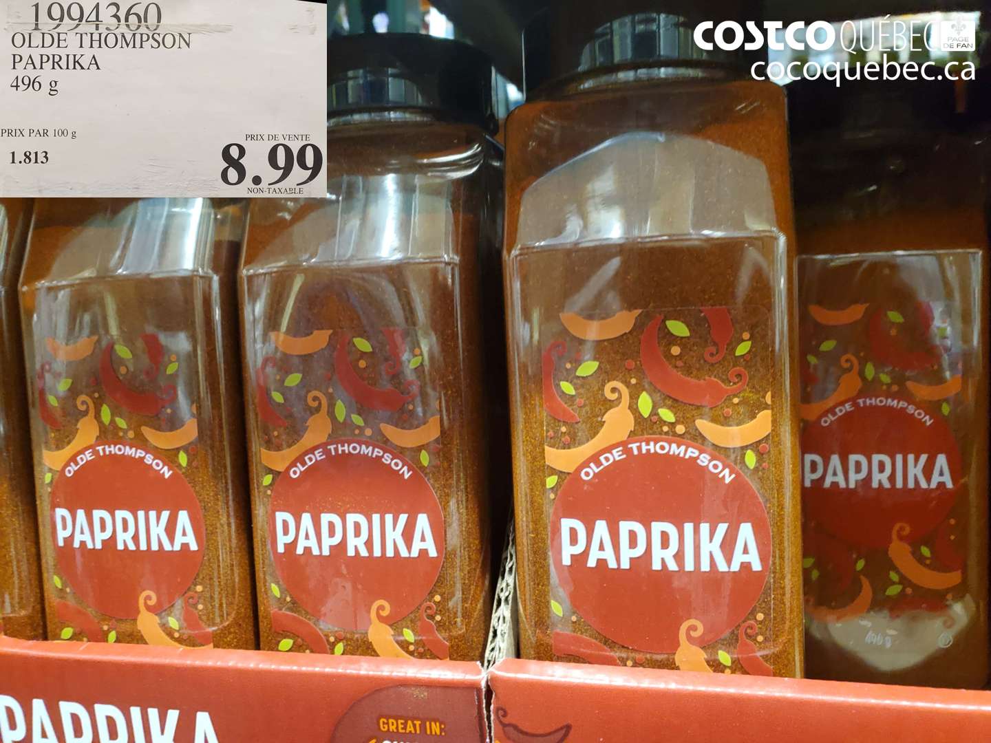 1994360 OLDE THOMPSON PAPRIKA 496 g $8.99