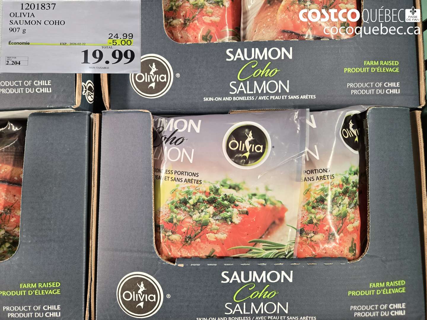 1201837 OLIVIA SAUMON COHO 907 g ($5.00 INSTANT SAVINGS EXPIRES ON 2026-02-22) $19.99