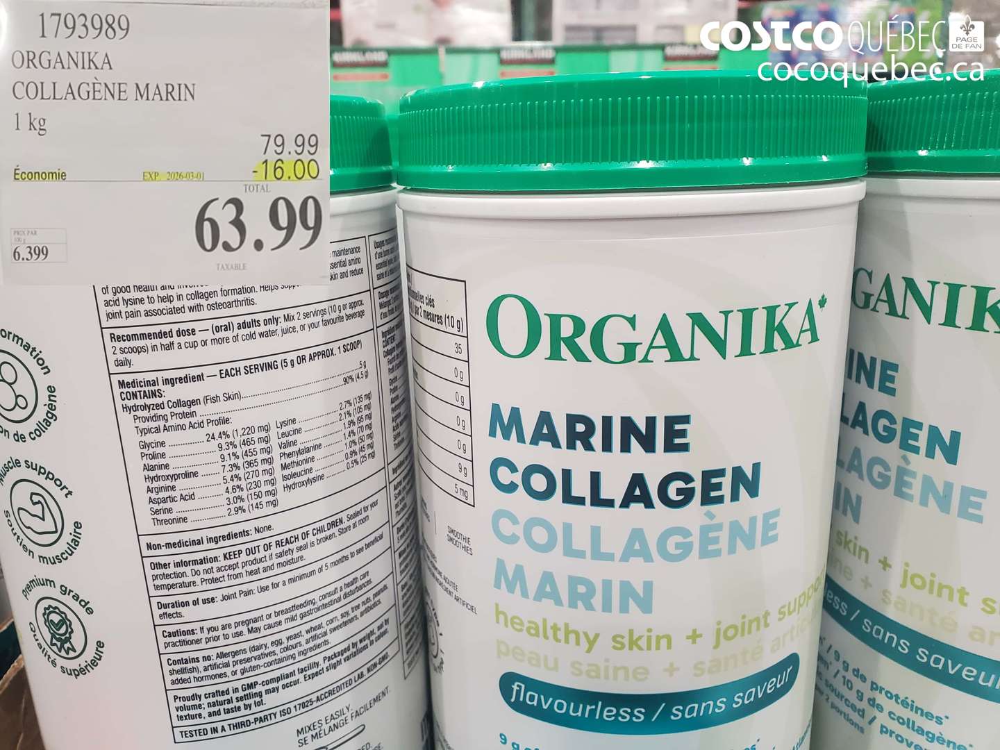 1793989 ORGANIKA COLLAGÈNE MARIN ($16.00 INSTANT SAVINGS EXPIRES ON 2026-03-01) $63.99