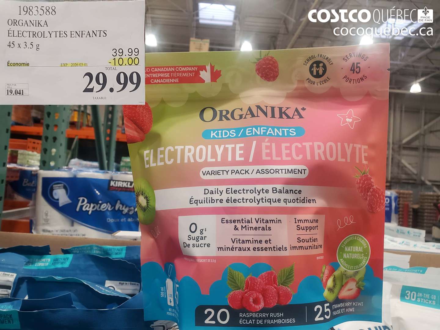 1983588 ORGANIKA ÉLECTROLYTES ENFANTS ($10.00 INSTANT SAVINGS EXPIRES ON 2026-03-01) $29.99