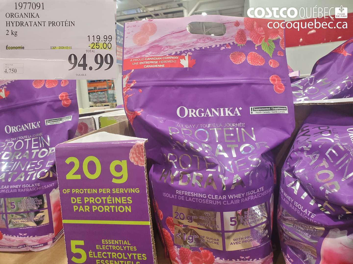 1977091 ORGANIKA HYDRATANT PROTÉIN 2 KG ($25.00 INSTANT SAVINGS EXPIRES ON 2026-03-01) $94.99