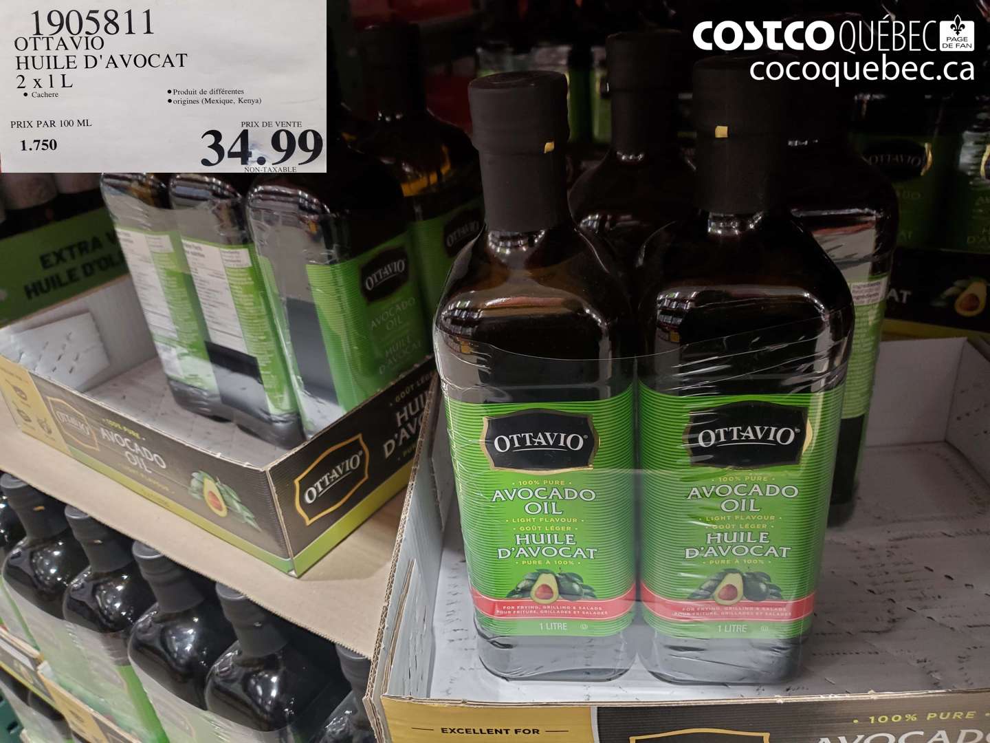 1905811 OTTAVIO HUILE D'AVOCAT 2 x 1 L $34.99