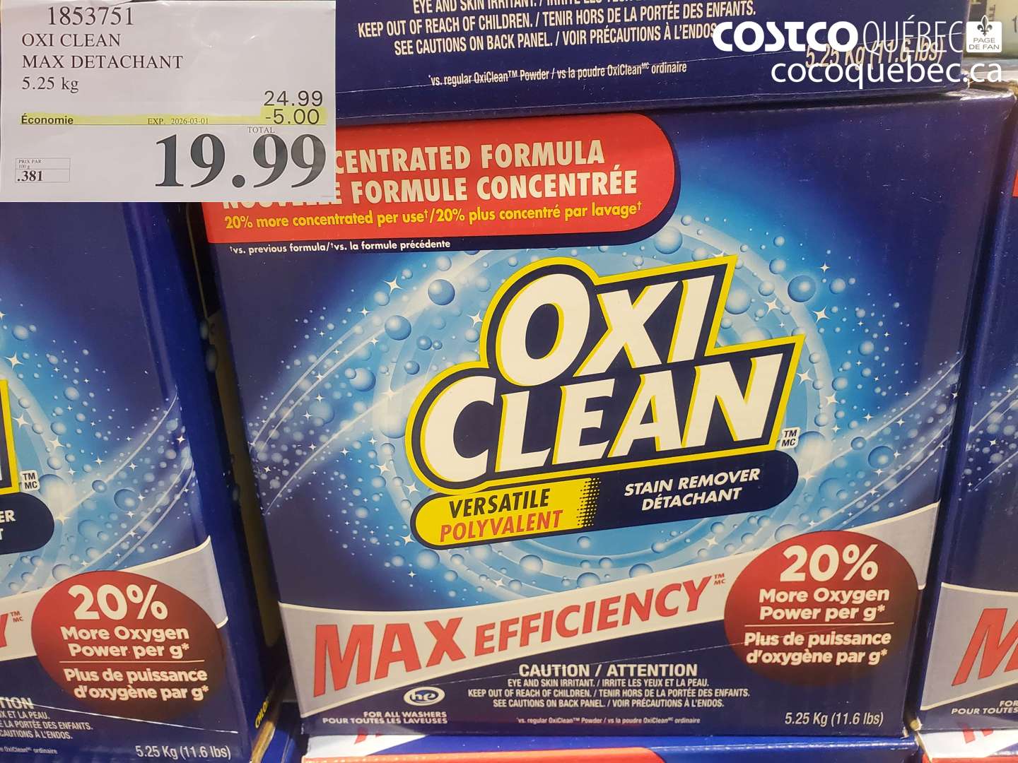 1853751 OXI CLEAN MAX DETACHANT ($5.00 INSTANT SAVINGS EXPIRES ON 2026-03-01) $19.99