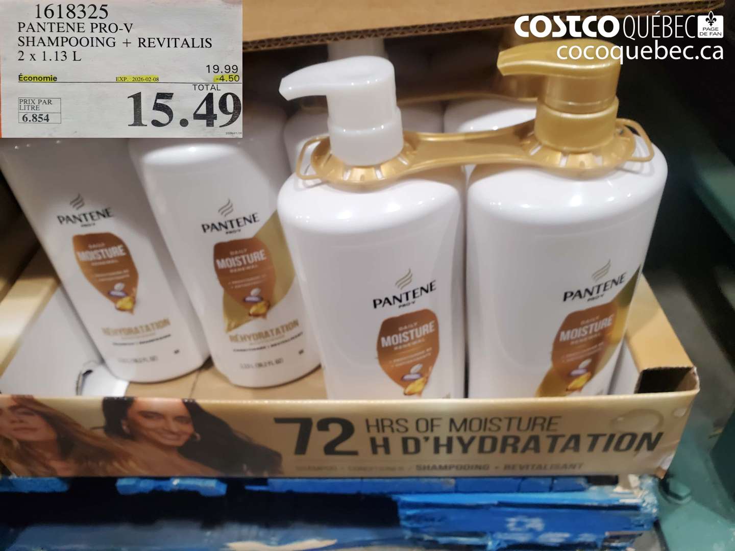 1618325 PANTENE PRO-V SHAMPOOING + REVITALIS 2 x 1.13 L ($4.50 INSTANT SAVINGS EXPIRES ON 2026-02-08) $15.49