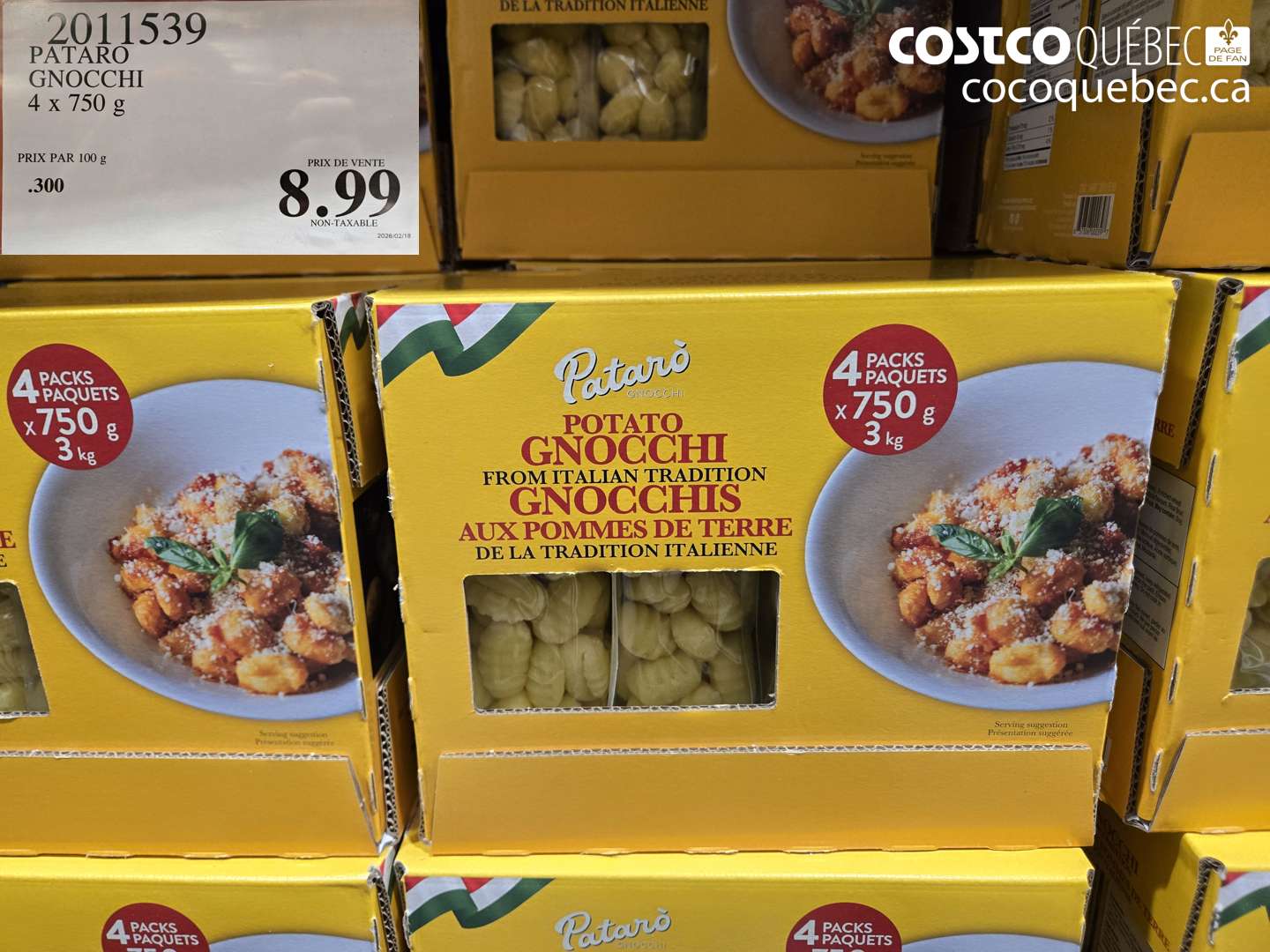 2011539 PATARO GNOCCHI 4 x 750 g $8.99