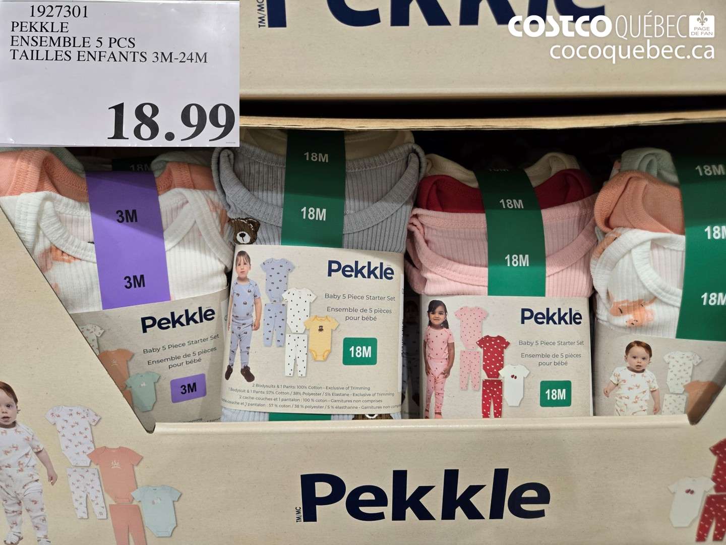 1927301 PEKKLE ENSEMBLE 5 PCS TAILLES ENFANTS 3M-24M $18.99