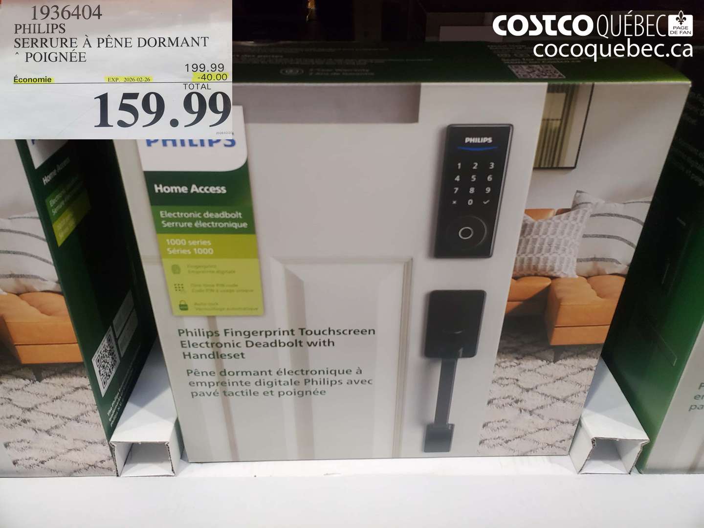 1936404 PHILIPS SERRURE À PÊNE DORMANT POIGNÉE ($40.00 INSTANT SAVINGS EXPIRES ON 2026-02-26) $159.99