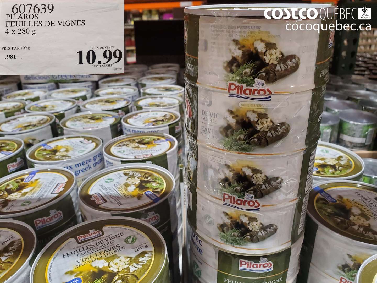 607639 PILAROS FEUILLES DE VIGNES 4 x 280 g $10.99