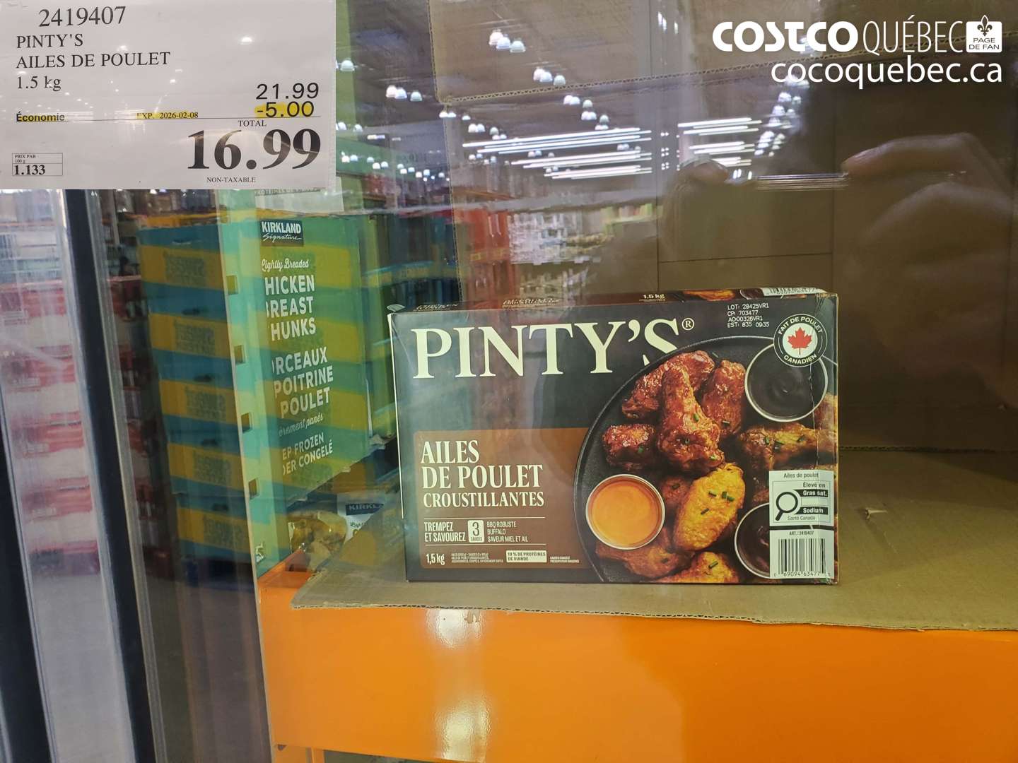 2419407 PINTY'S AILES DE POULET 1.5 kg ($5.00 INSTANT SAVINGS EXPIRES ON 2026-02-08) $16.99