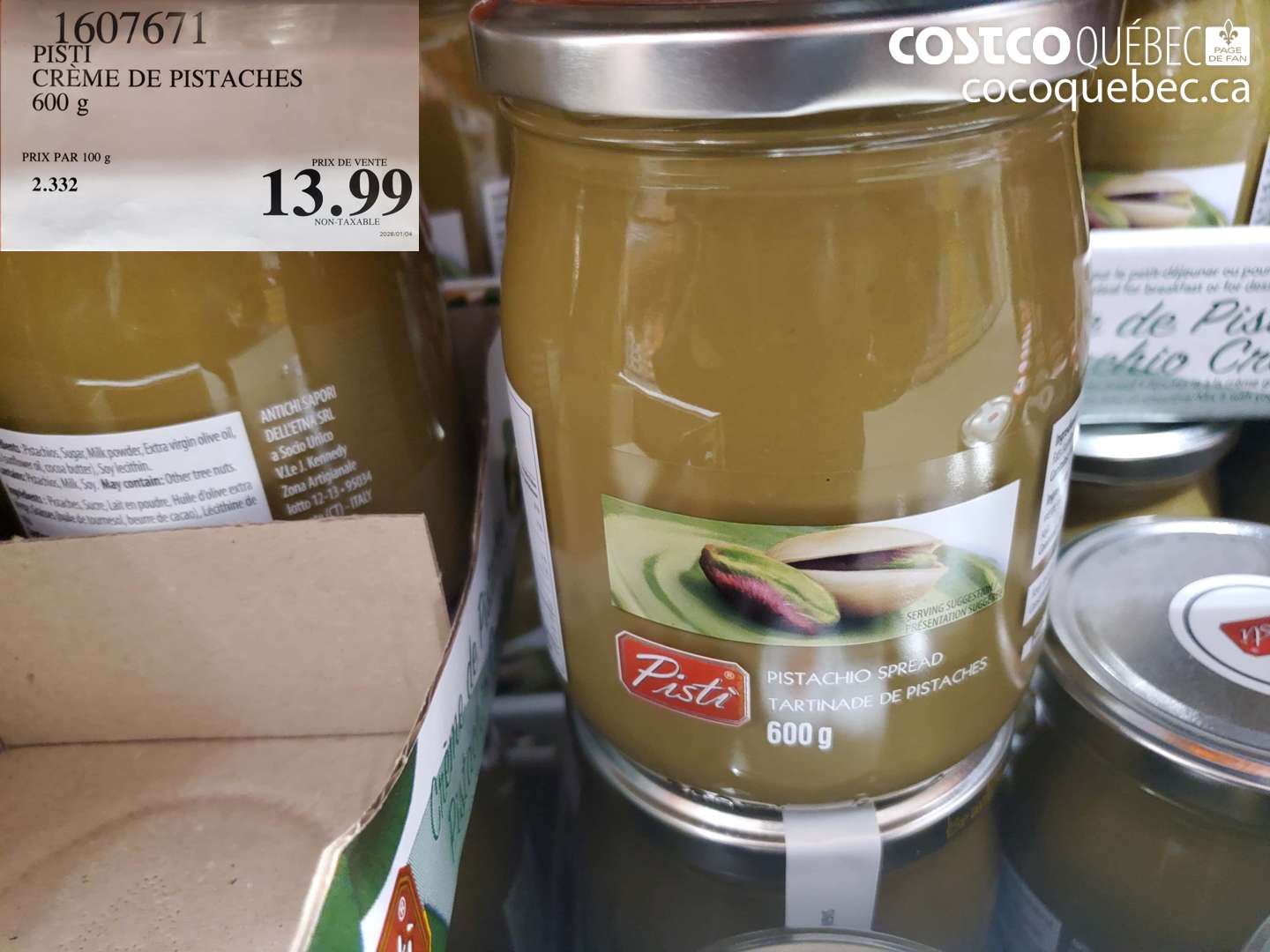 1607671 PISTI CREME DE PISTACHES 600 g $13.99