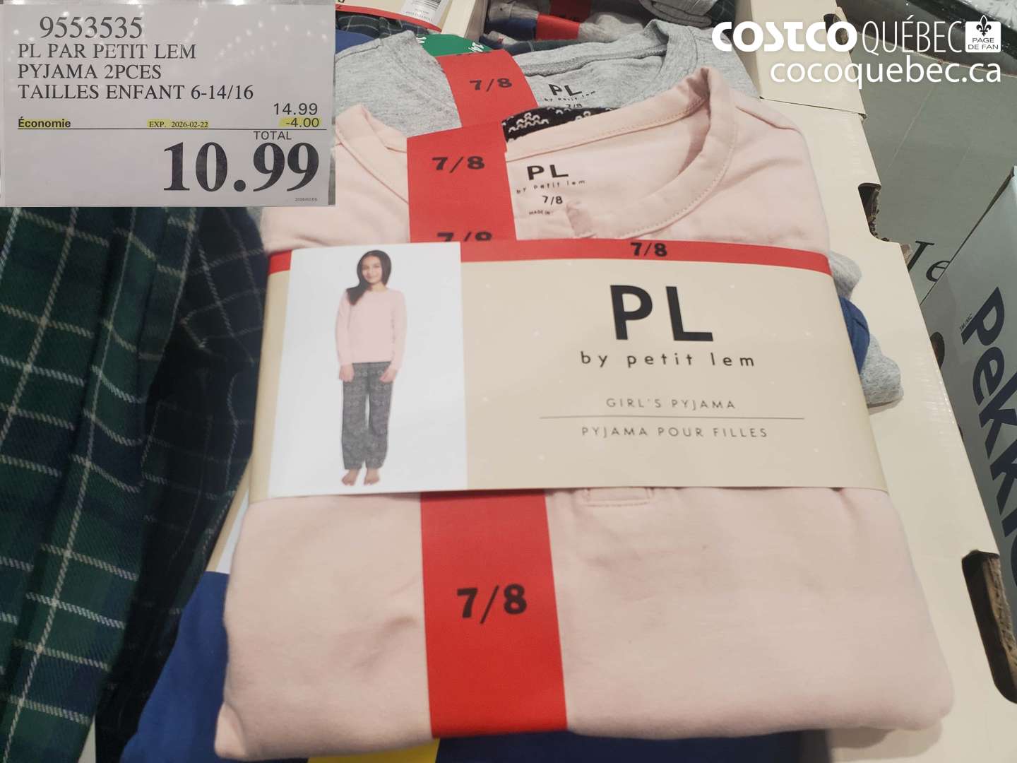 9553535 PL PAR PETIT LEM PYJAMA 2PES TAILLES ENFANT 6-14/16 ($4.00 INSTANT SAVINGS EXPIRES ON 2026-02-22) $10.99