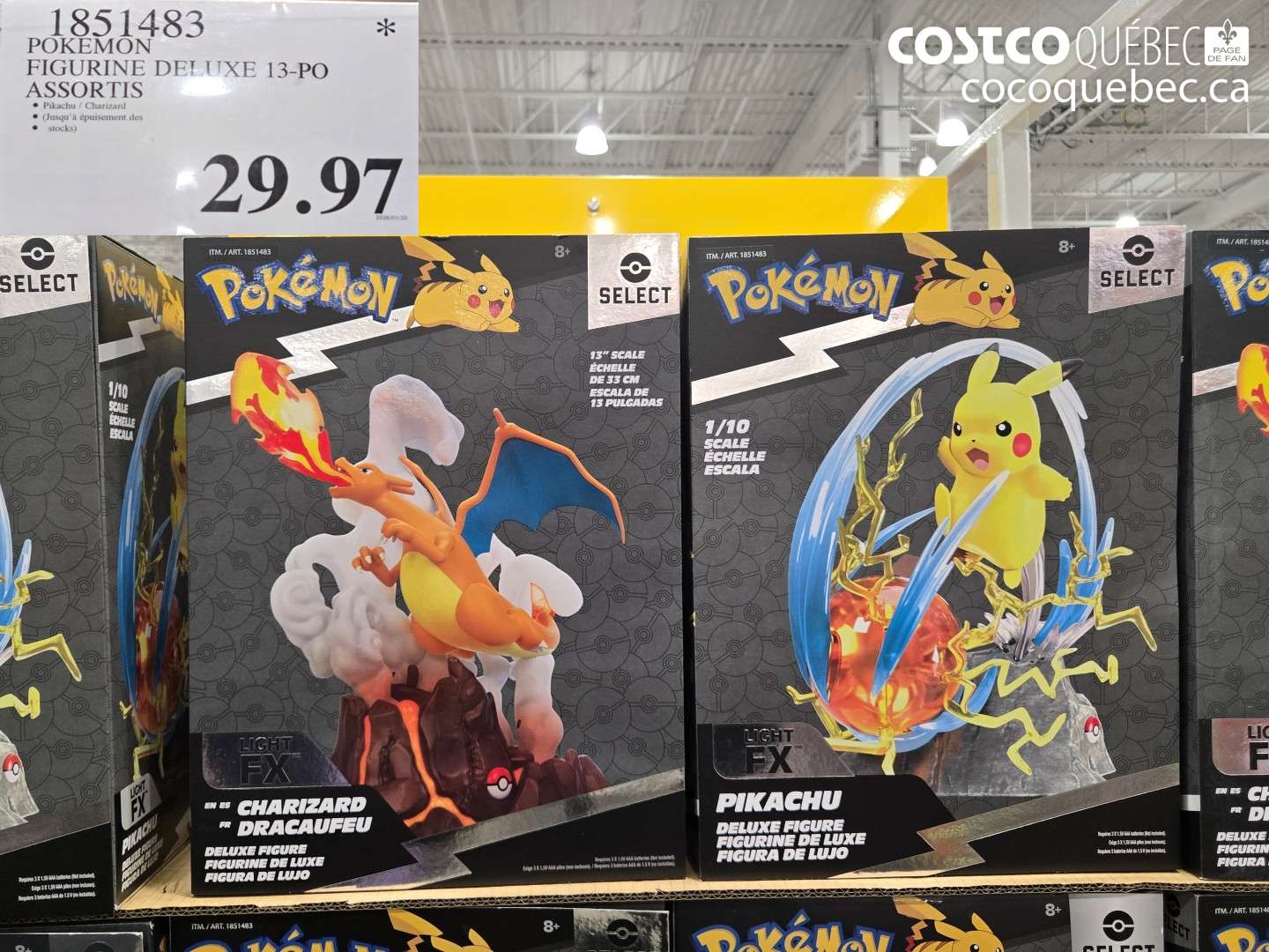 1851483 POKEMON FIGURINE DELUXE 13-PO ASSORTIS; Pikachu / Charizard; (Jusqu'à épuisement des stocks) $29.97