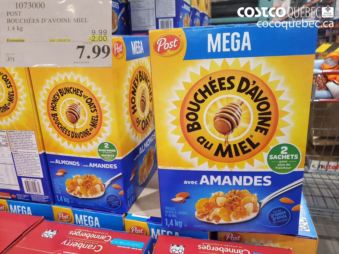 1073000 POST BOUCHÉES D'AVOINE MIEL ($2.00 INSTANT SAVINGS EXPIRES ON 2026-02-18) $7.99