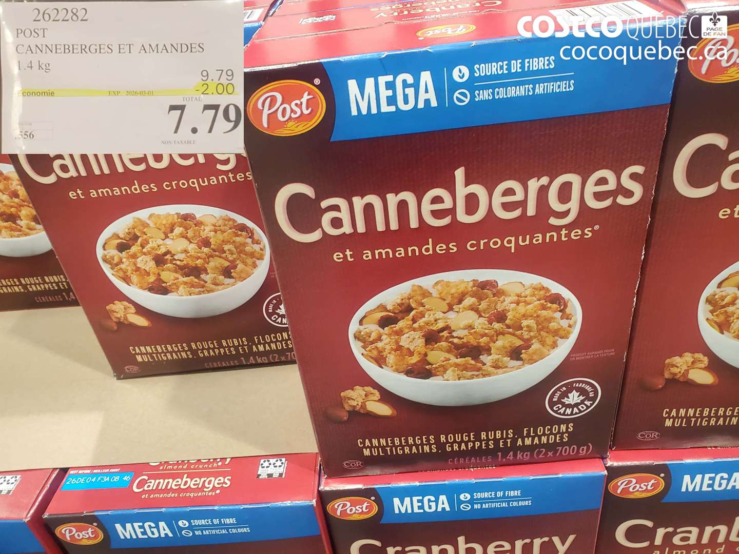 262282 POST CANNEBERGES ET AMANDES ($2.00 INSTANT SAVINGS EXPIRES ON 2026-03-01) $7.79