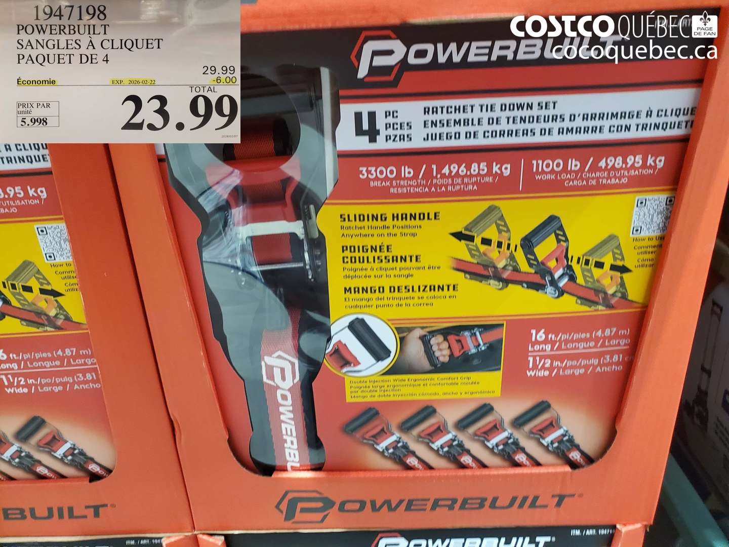 1947198 POWERBUILT SANGLES A CLIQUET PAQUET DE 4 ($6.00 INSTANT SAVINGS EXPIRES ON 2026-02-22) $23.99