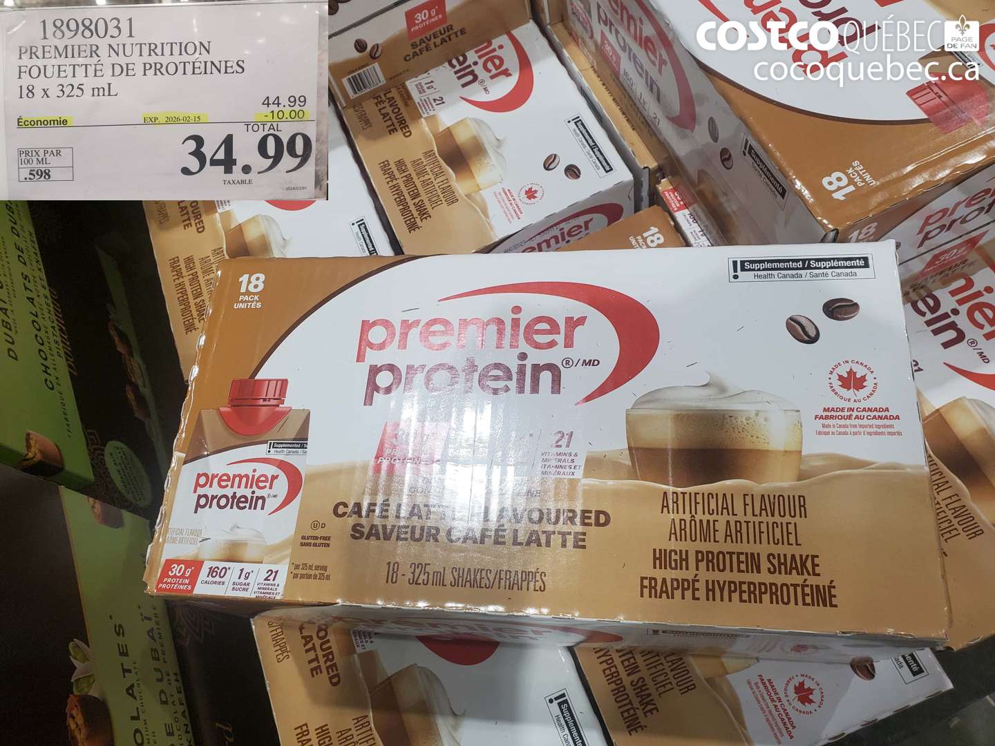 1898031 PREMIER NUTRITION FOUETTÉE DE PROTÉINES 18 x 325 mL ($10.00 INSTANT SAVINGS EXPIRES ON 2026-02-15) $34.99