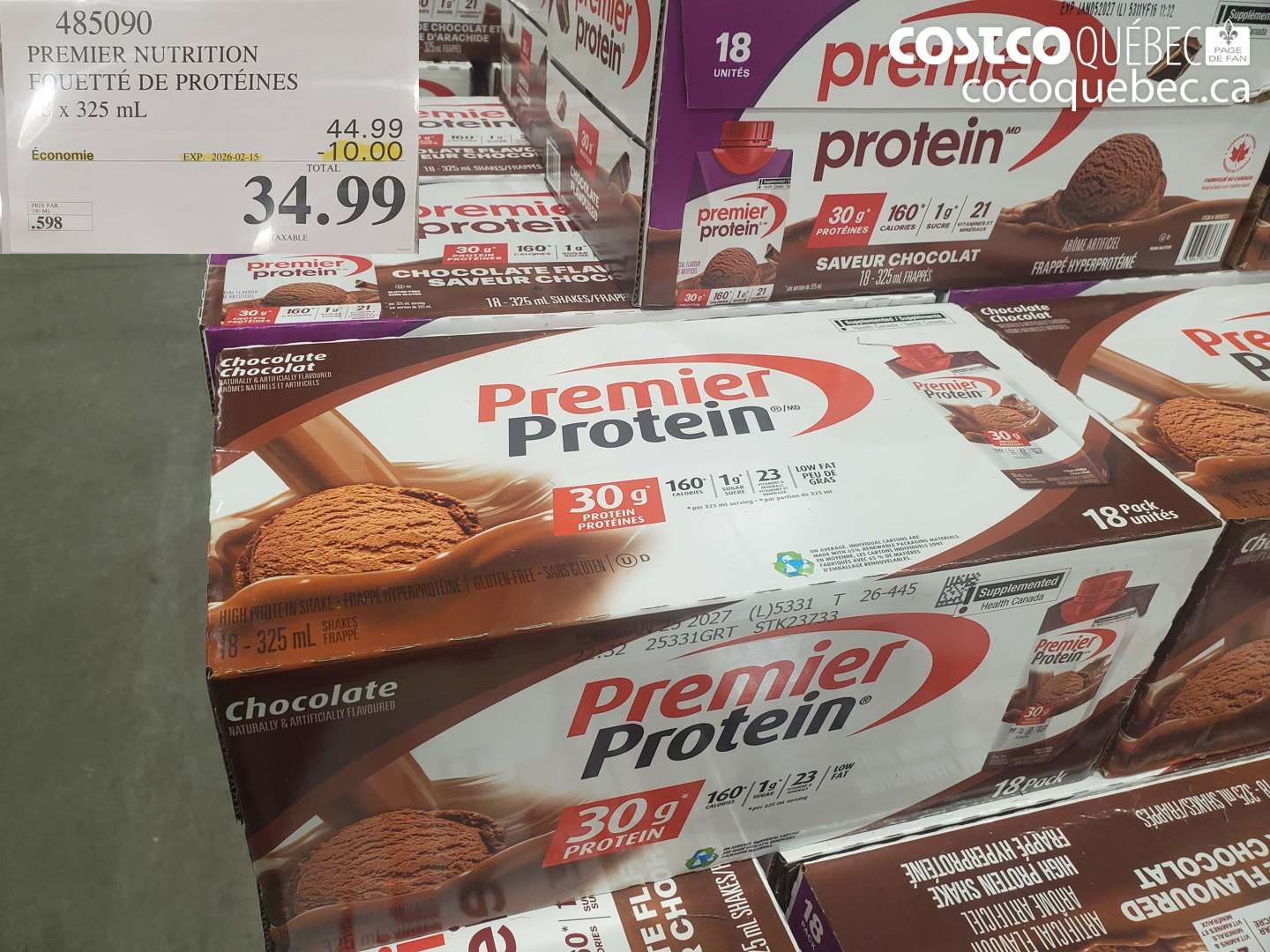 485090 PREMIER NUTRITION FOUETTÉ DE PROTÉINES 18 x 325 mL ($10.00 INSTANT SAVINGS EXPIRES ON 2026-02-15) $34.99