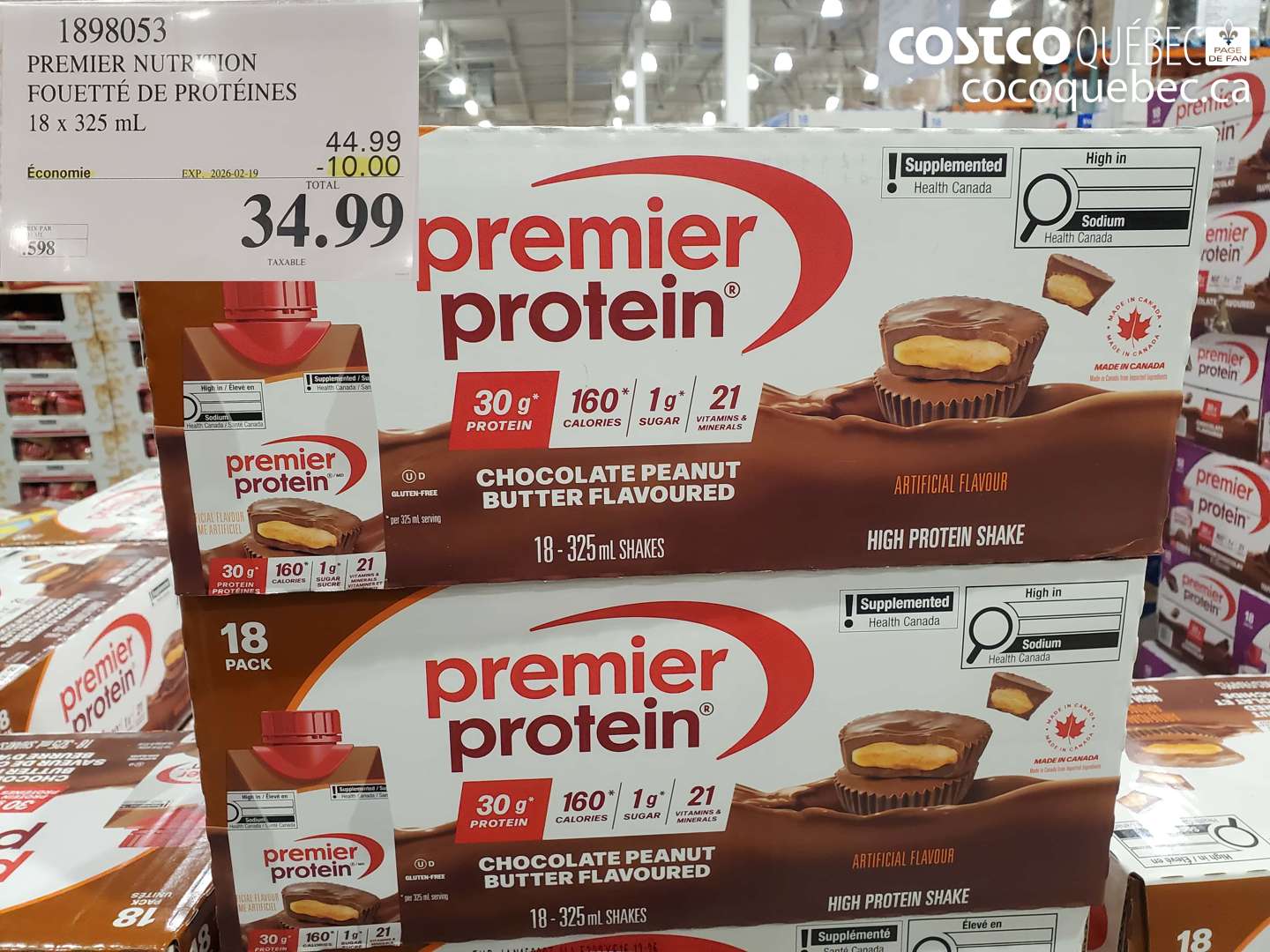 1898053 PREMIER NUTRITION FOUETTÉ DE PROTÉINES 18 x 325 mL ($10.00 INSTANT SAVINGS EXPIRES ON 2026-02-19) $34.99