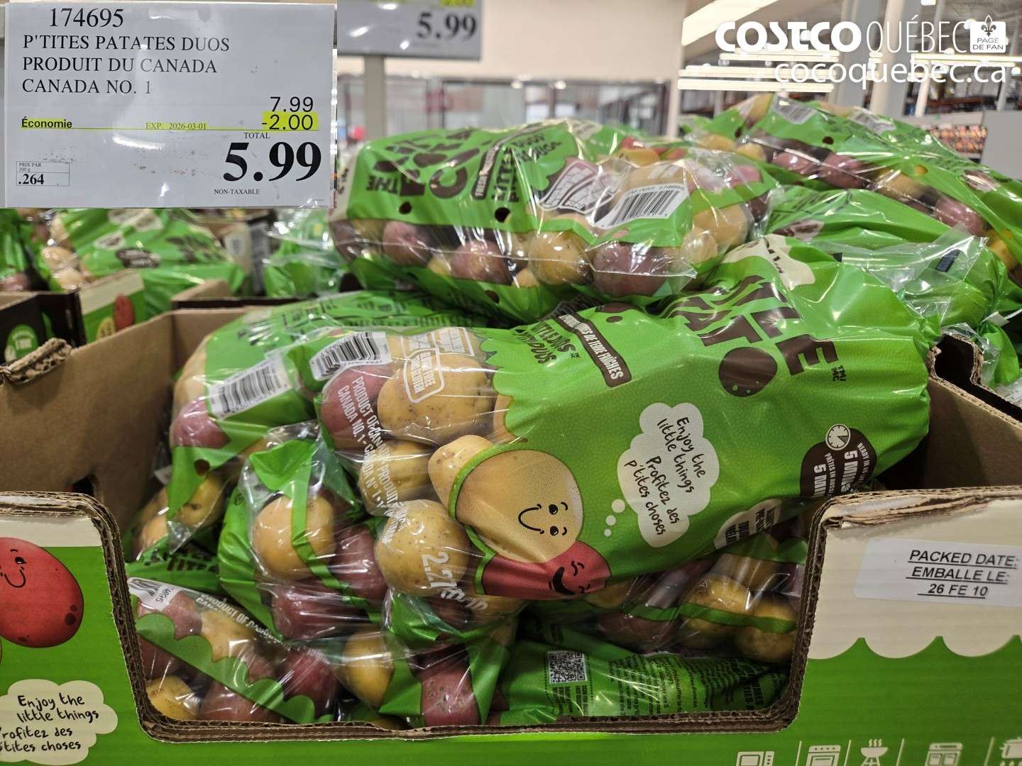 174695 P'TITES PATATES DUOS PRODUIT DU CANADA CANADA NO. 1 ($2.00 INSTANT SAVINGS EXPIRES ON 2026-03-01) $5.99