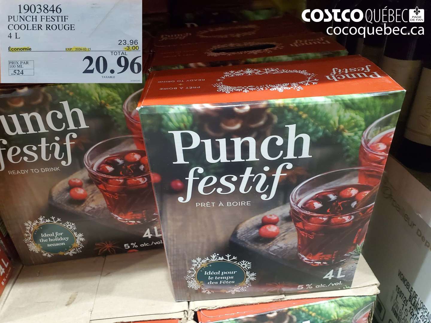 1903846 PUNCH FESTIF COOLER ROUGE 4 L ($3.00 INSTANT SAVINGS EXPIRES ON 2026-02-15) $20.96