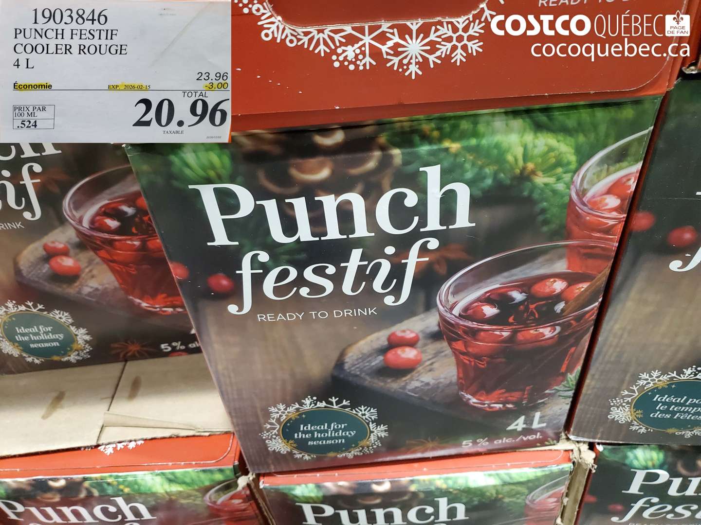 1903846 PUNCH FESTIF COOLER ROUGE 4 L ($3.00 INSTANT SAVINGS EXPIRES ON 2026-02-15) $20.96