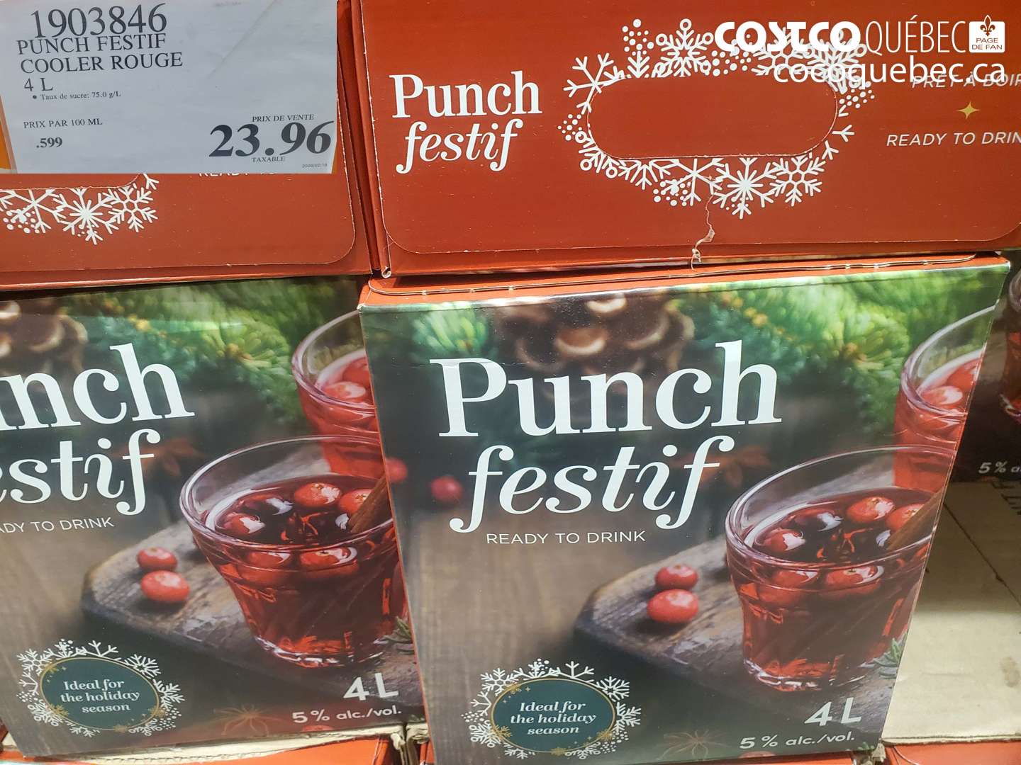 1903846 PUNCH FESTIF COOLER ROUGE 4 L $23.96
