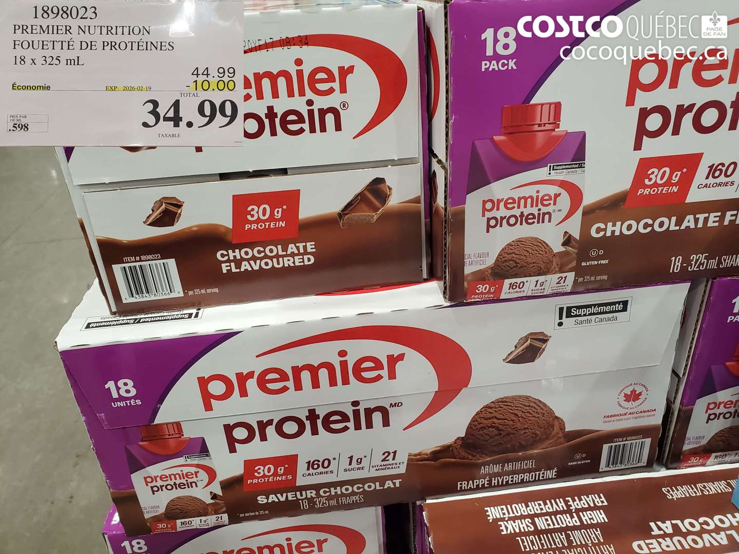 1898023 Premier Nutrition Fouetté de Protéines 18 x 325 mL ($10.00 INSTANT SAVINGS EXPIRES ON 2026-02-19) $34.99