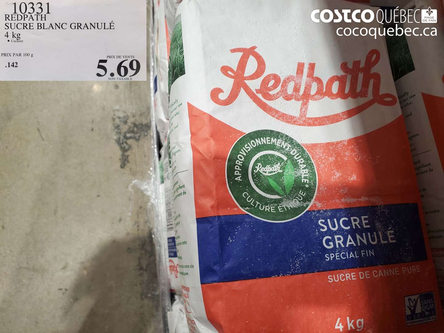 10331 REDPATH SUCRE BLANC GRANULÉ 4 kg $5.69