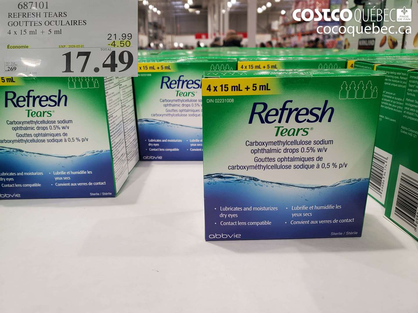 687101 REFRESH TEARS GOUTTES OCULAIRES ($4.50 INSTANT SAVINGS EXPIRES ON 2026-03-01) $17.49