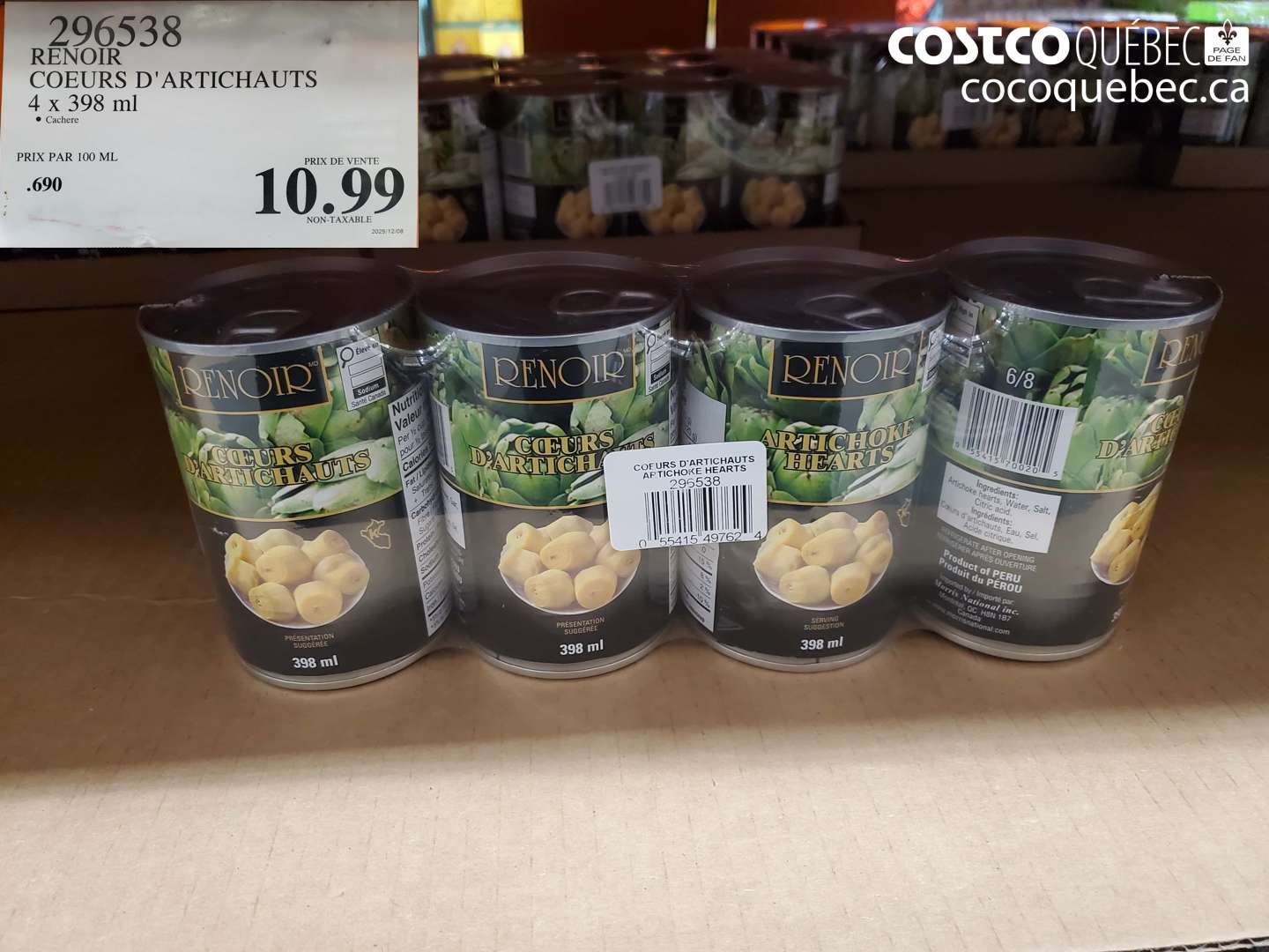 296538 RENOIR COEURS D'ARTICHAUTS 4 x 398 ml • Cachere $10.99