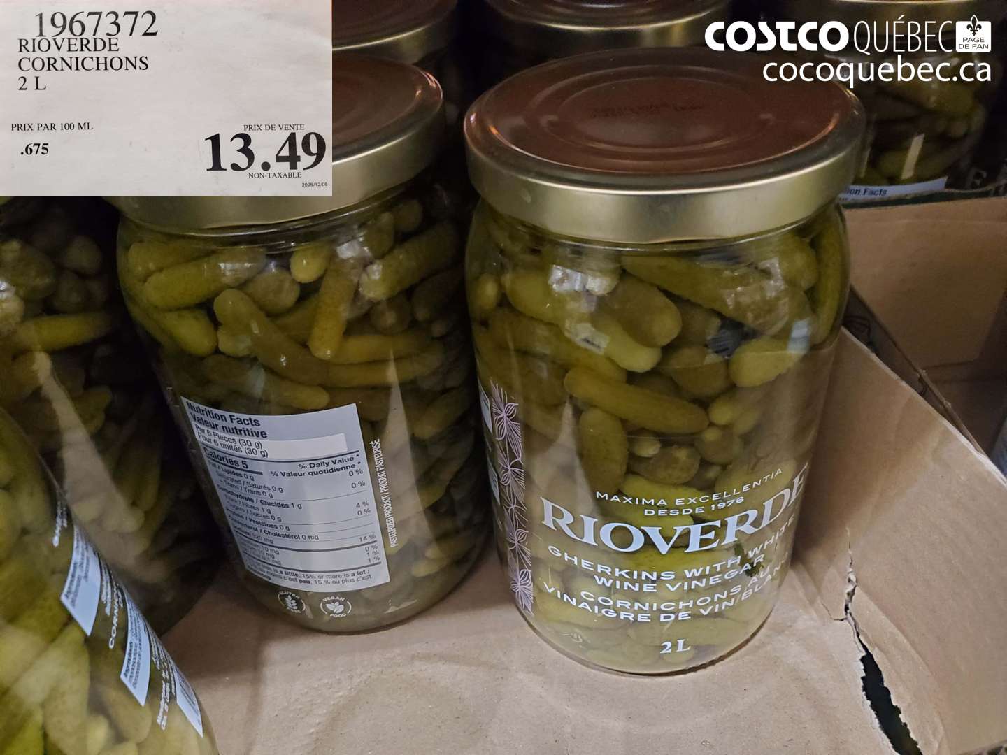 1967372 RIOVERDE CORNICHONS 2 L $13.49