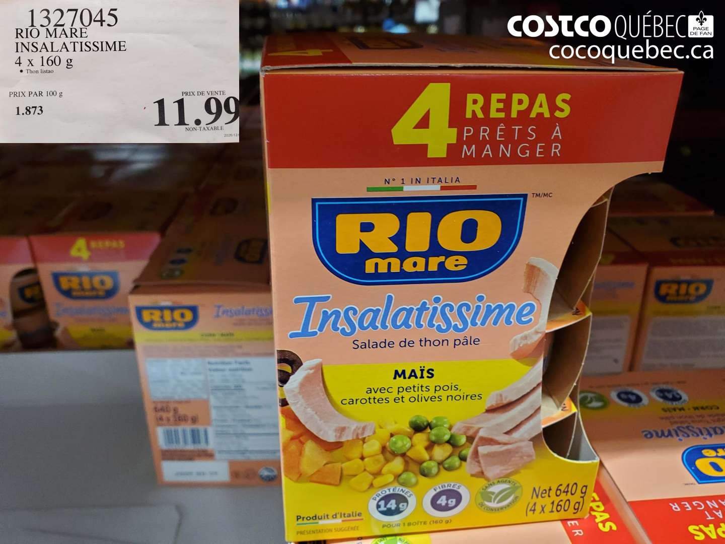 1327045 RIO MARE INSALATISSIME 4 x 160 g Thon listao $11.99