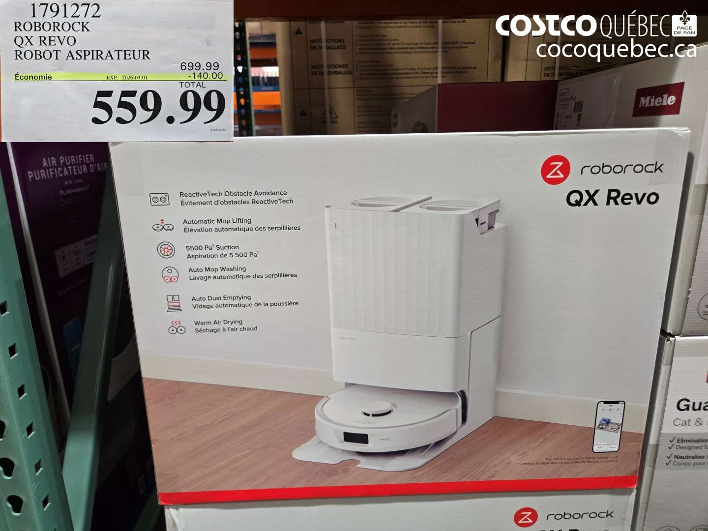 1791272 ROBOROCK QX REVO ROBOT ASPIRATEUR ($140.00 INSTANT SAVINGS EXPIRES ON 2026-03-01) $559.99