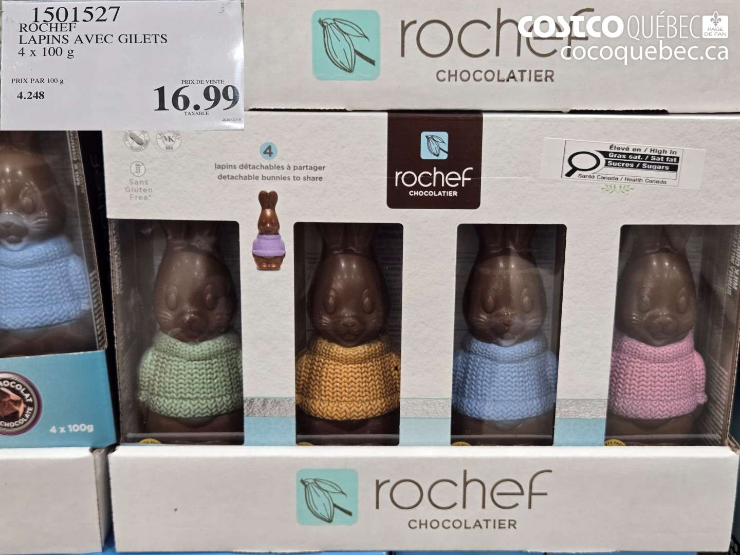 1501527 ROCHEF LAPINS AVEC GILETS 4 X 100 G $16.99