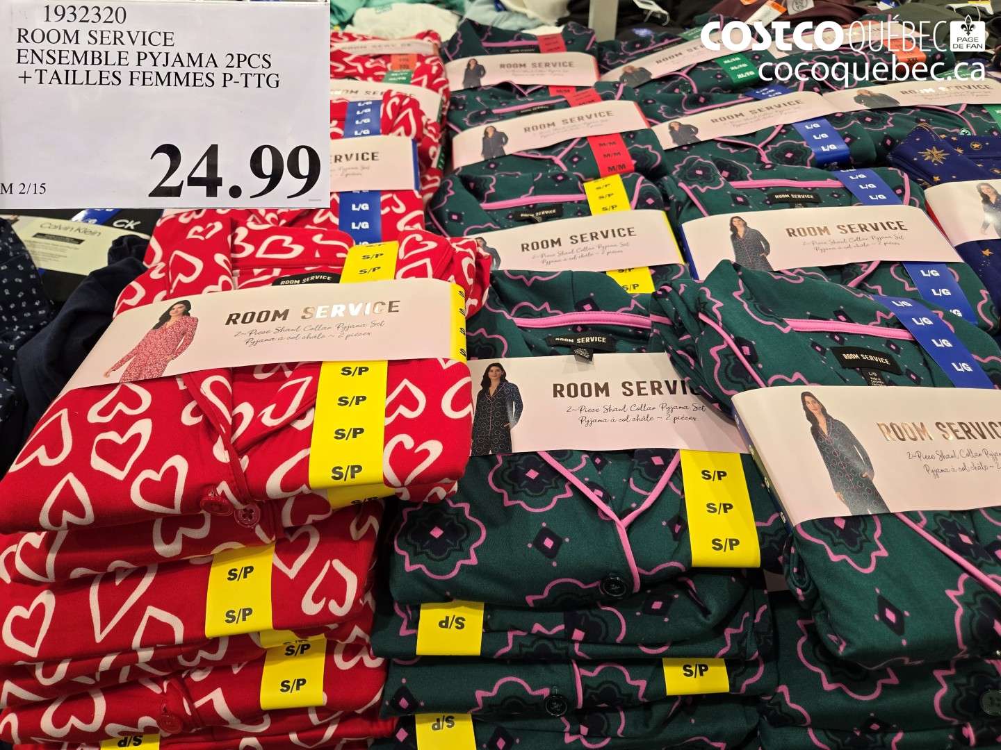 1932320 ROOM SERVICE ENSEMBLE PYJAMA 2PCS + TAILLES FEMMES P-PTG $24.99