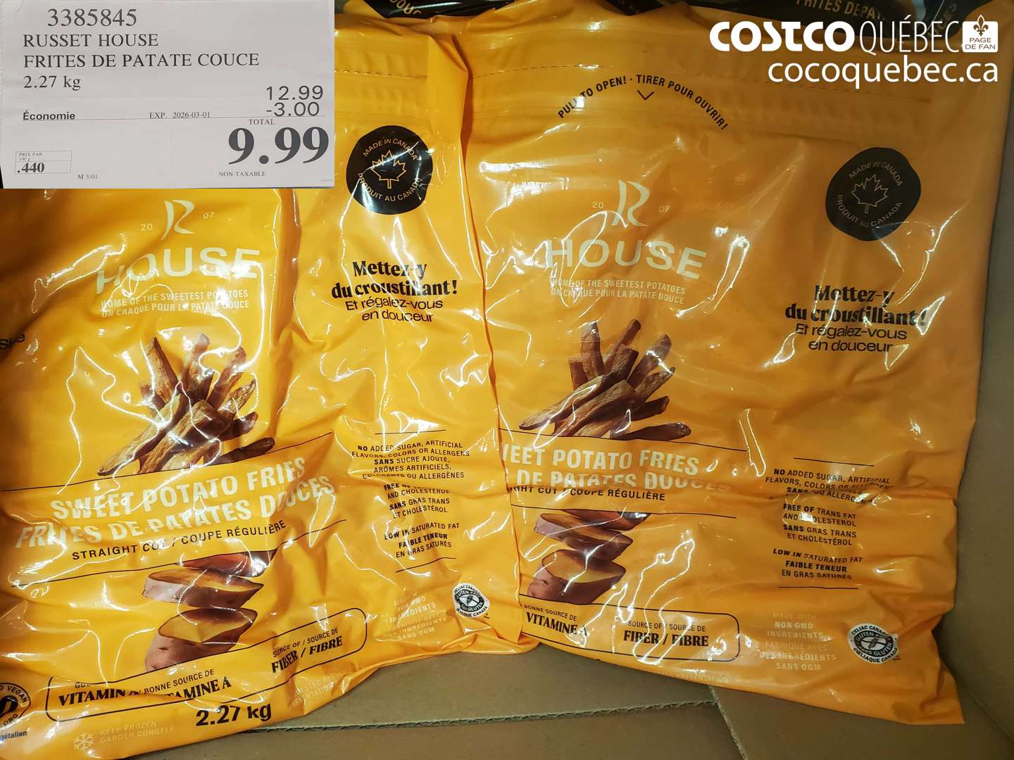 3385845 RUSSET HOUSE FRITES DE PATATE COUPE 2.27 KG ($3.00 INSTANT SAVINGS EXPIRES ON 2026-03-01) $9.99