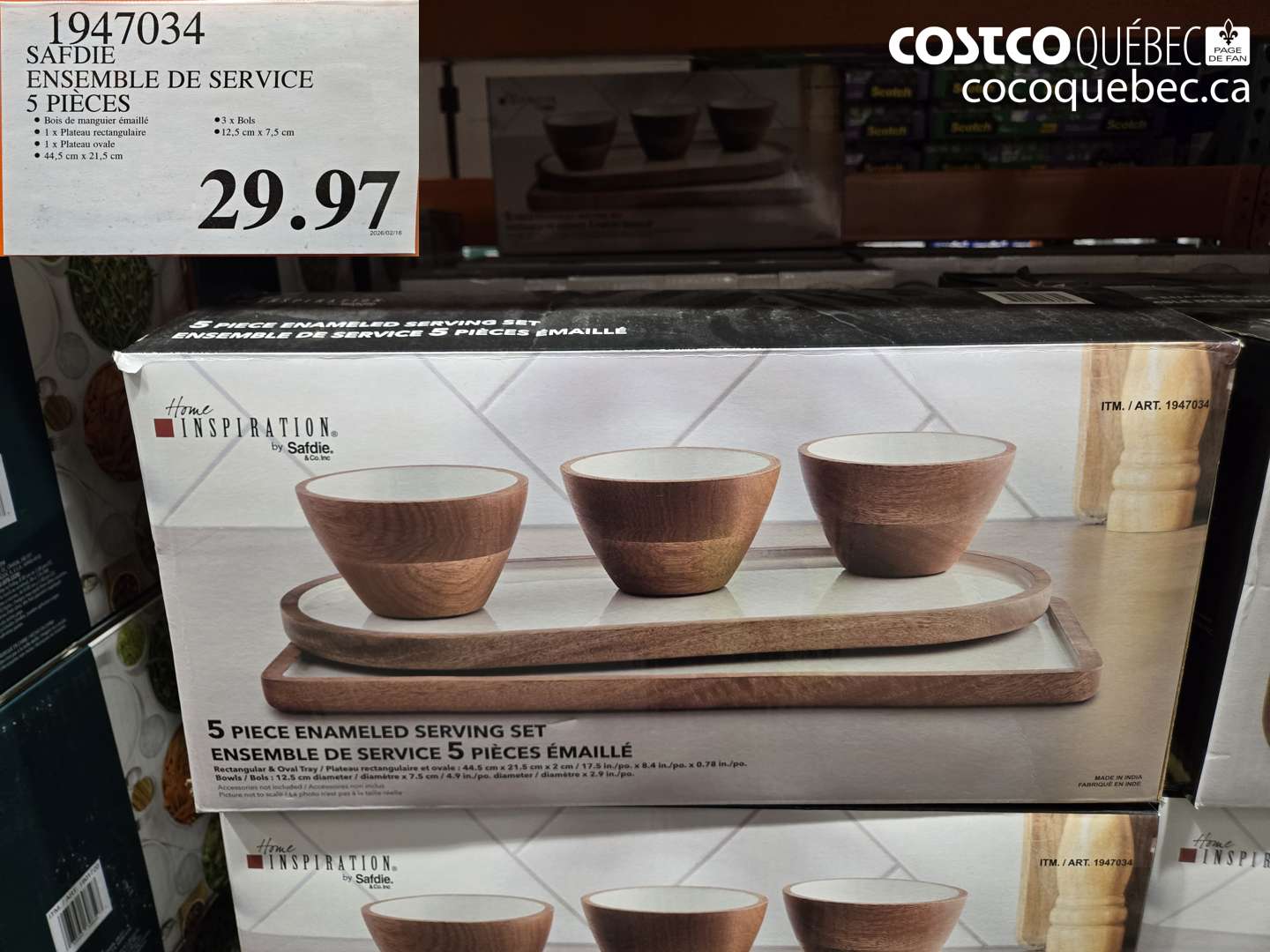 1947034 SAFDIE ENSEMBLE DE SERVICE 5 PIECES $29.97