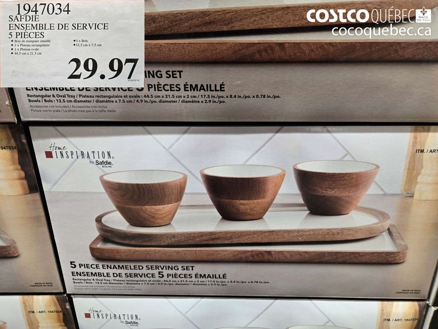 1947034 SAFDIE ENSEMBLE DE SERVICE 5 PIECES $29.97