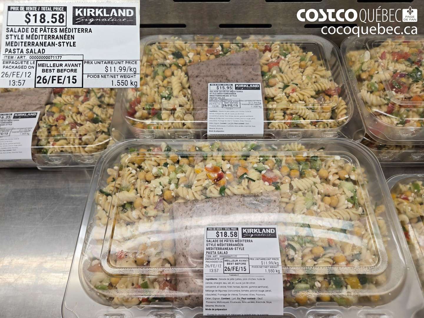 71177 SALADE DE PÂTES MÉDITERRANÉE STYLE MÉDITERRANÉEN PASTA SALAD $18.58