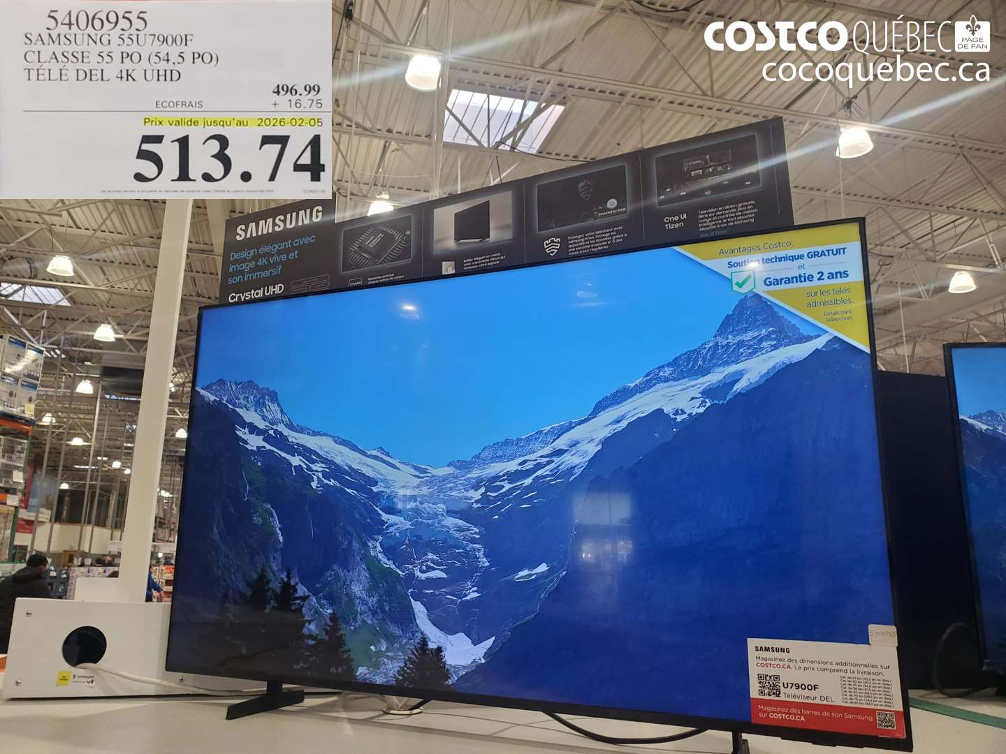 5406955 SAMSUNG 55U7900F CLASSÉ 55 PO (54,5 PO) TELÉ DEL 4K UHD (EXPIRES ON 2026-02-05) $513.74