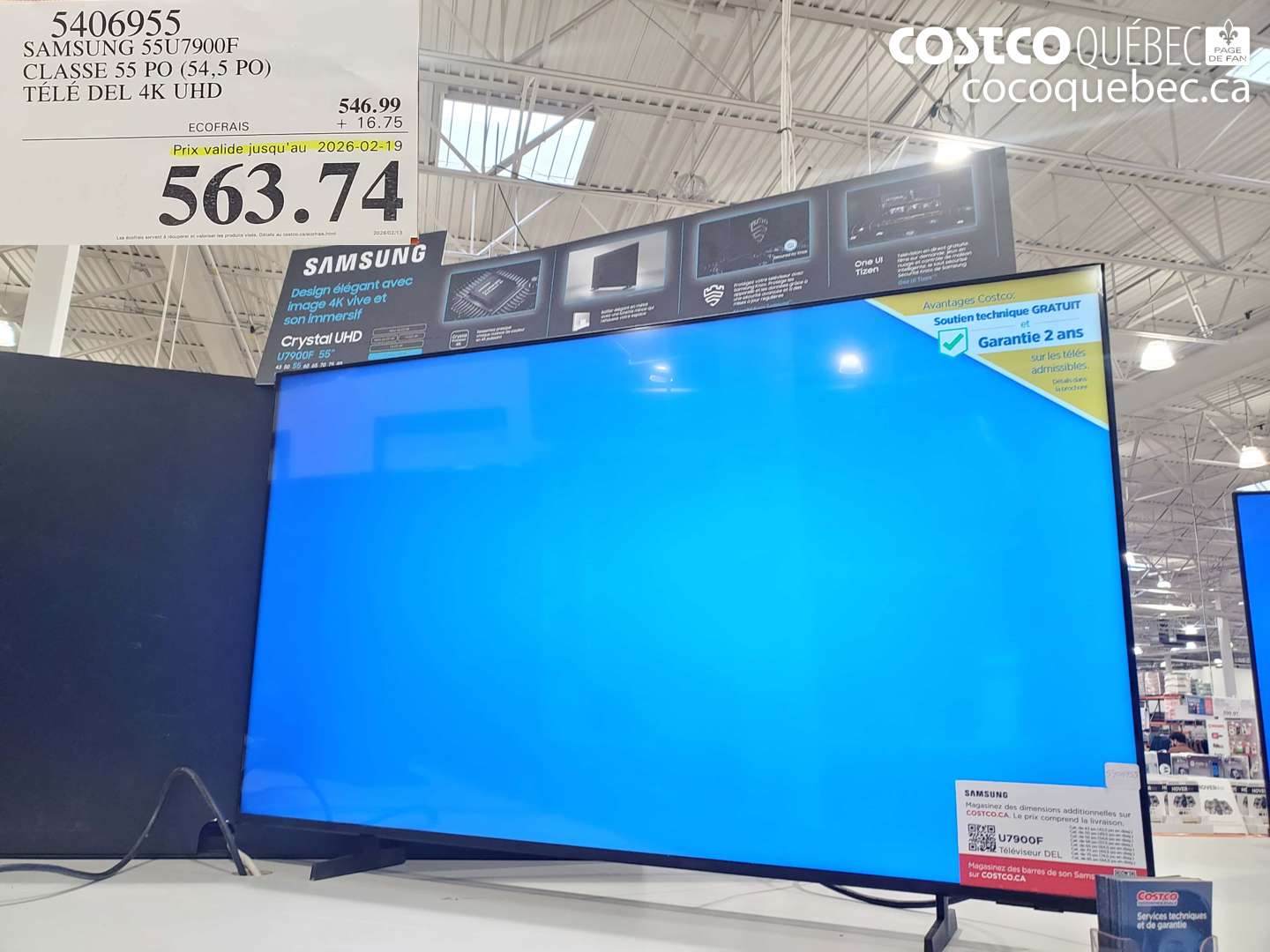 5406955 SAMSUNG 55U7900F CLASSE 55 PO (54,5 PO) TÉLÉ DEL 4K UHD (EXPIRES ON 2026-02-19) $563.74