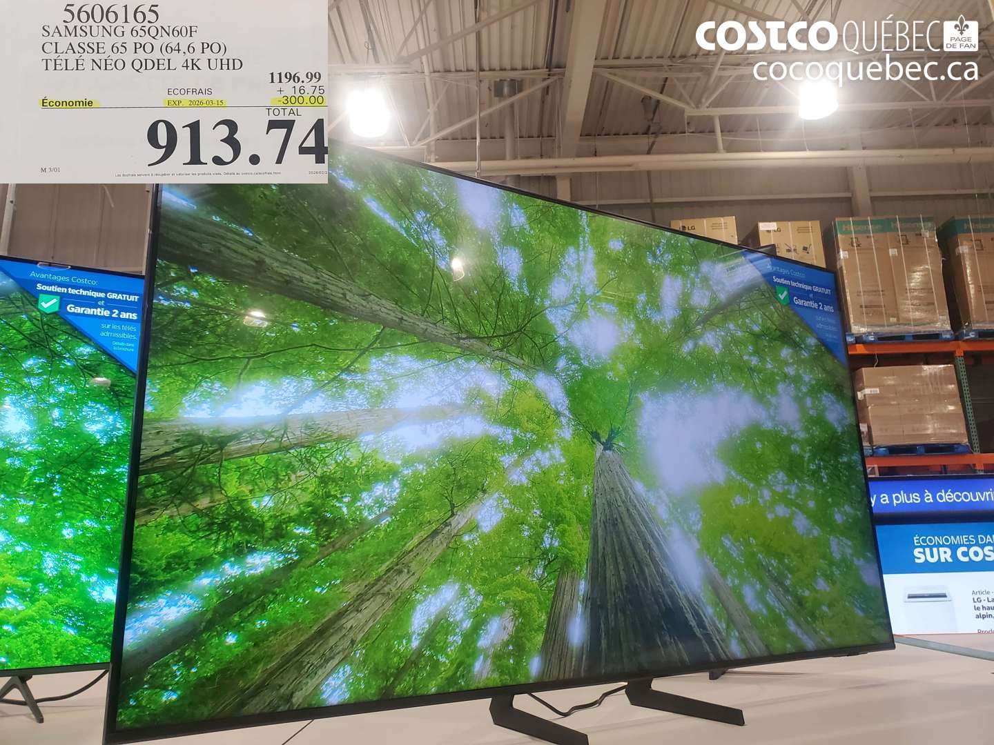 560615 SAMSUNG 65Q60F CLASSE 65 PO (64,6 PO) TÉLÉ NEO QDEL 4K UHD ($300.00 INSTANT SAVINGS EXPIRES ON 2026-03-15) $913.74