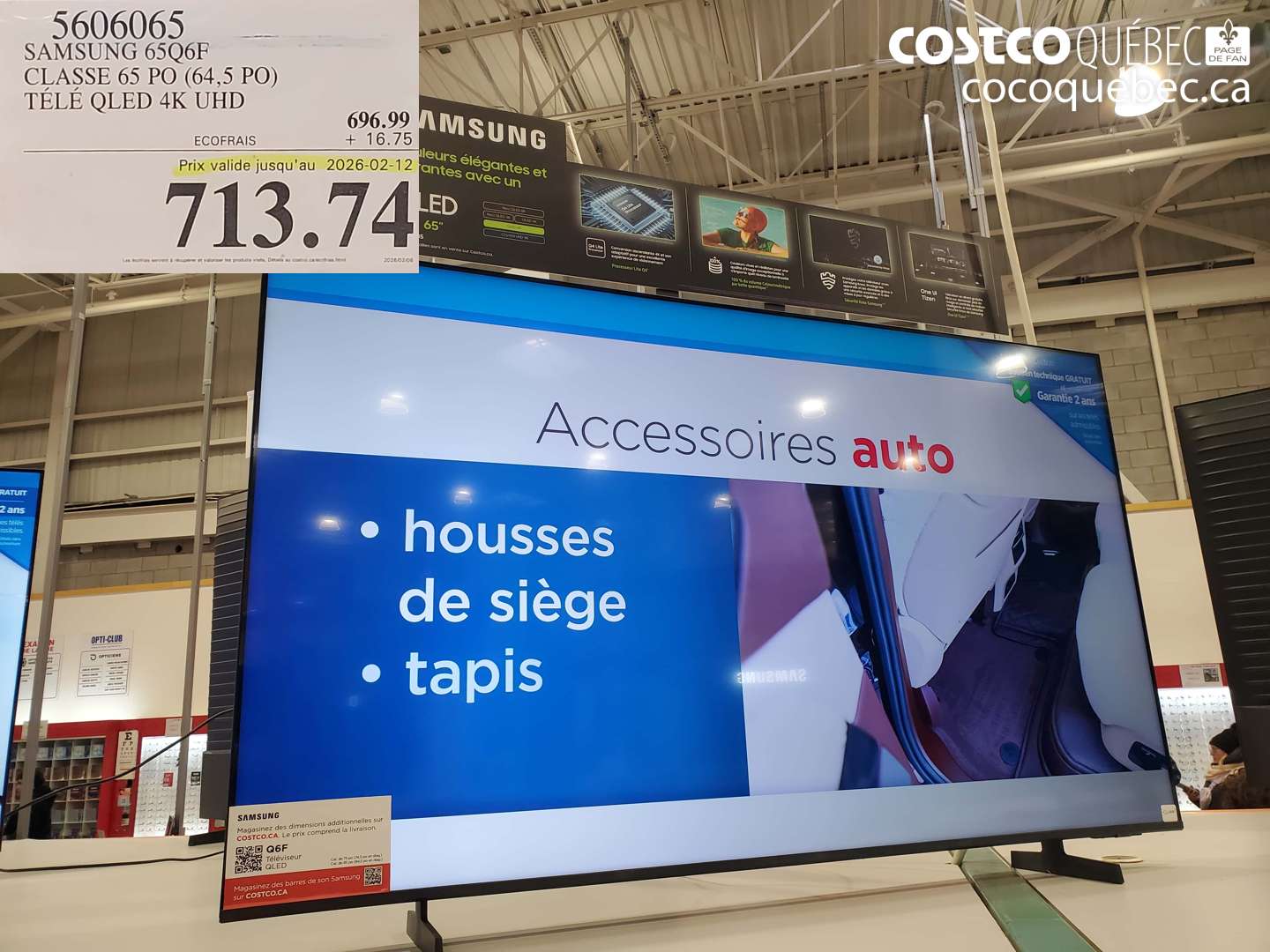 5606065 SAMSUNG 65Q6F CLASSE 65 PO (64,5 PO) TÉLÉ QLED 4K UHD (EXPIRES ON 2026-02-12) $713.74